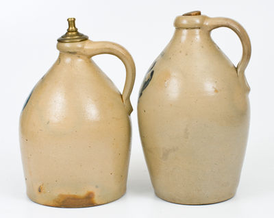 Lot of Two: LYONS, New York Stoneware Jugs with Cobalt Decoration