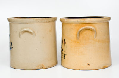 Lot of Two: FORT EDWARD, NY Stoneware Crocks with Bird Decoration