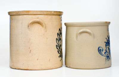 Lot of Two: FORT EDWARD, NY Stoneware Crocks incl. Dated 1874 Example