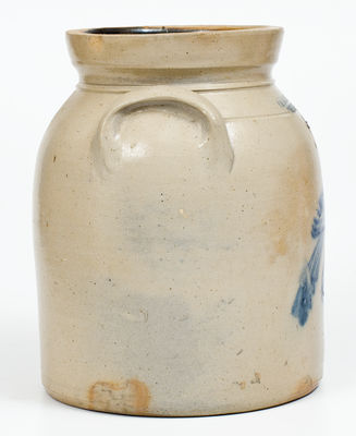 2 Gal. J. A. & C. W. UNDERWOOD / FORT EDWARD, NY Stoneware Jar w/ Bird Decoration