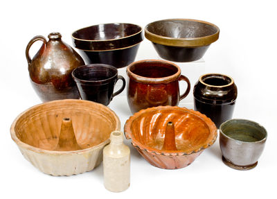 Lot of Ten: Assorted Stoneware and Redware Vessels