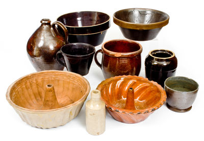 Lot of Ten: Assorted Stoneware and Redware Vessels