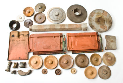 Lot of Thirty: Assorted Western PA Stoneware Articles incl. Roof Tiles, Drain Pipe, Lids, Kiln Furniture