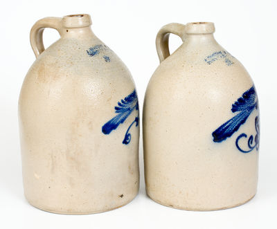 Lot of Two: J. NORTON & CO. / BENNINGTON, VT Stoneware Jugs w/ Bird Decoration