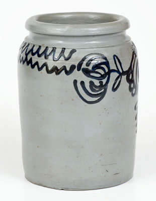 1/2 Gal. B. C. MILBURN / ALEXA. Stoneware Jar with Slip-Trailed Decoration