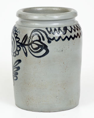 1/2 Gal. B. C. MILBURN / ALEXA. Stoneware Jar with Slip-Trailed Decoration