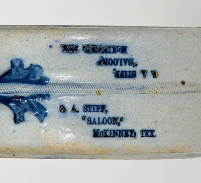 Rare Molded Stoneware Canteen with McKinney, Texas Advertising