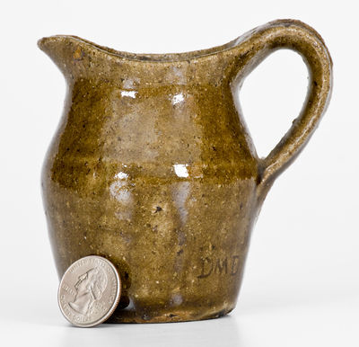 Rare Miniature Alkaline-Glazed Pitcher Impressed DMD (David M. Donkel, Buncombe County, NC)