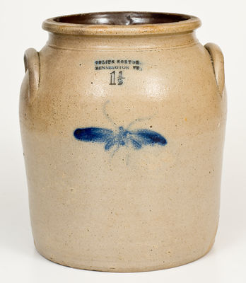 One-and-a-Half-Gallon JULIUS NORTON / BENNINGTON, VT Stoneware Butterfly Jar