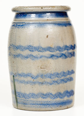 One-Gallon Western Pennsylvania Stoneware Jar w/ Cobalt Stripe Decoration