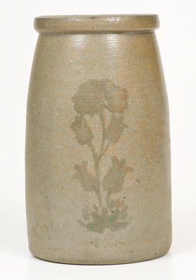 Very Rare Stoneware Canning Jar with Experimental Floral Stencil, Western PA origin, c1880