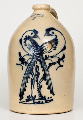 Rare J. & E. NORTON / BENNINGTON, VT Three-Gallon Stoneware Jug w/ Cobalt Double Pheasant