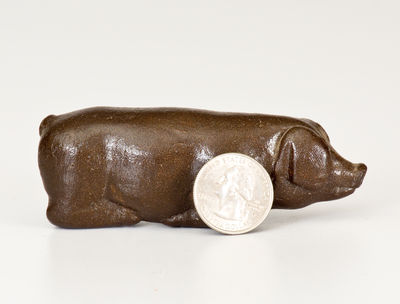 Miniature Glazed Stoneware Pig Bottle, Midwestern U.S., late 19th century.