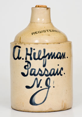 Half-Gallon Passaic, NJ Stoneware Advertising Jug (Fulper, Flemington, New Jersey)