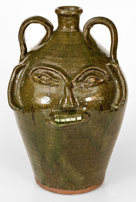 Large-Sized B.B. CRAIG / VALE, N.C Alkaline-Glazed Stoneware Face Jug