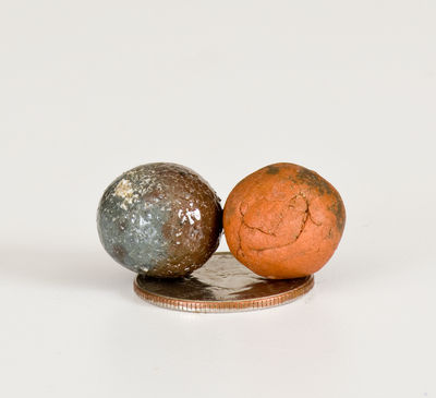 Two Rare Stoneware Marbles Excavated at Henry Glazier Home, Huntingdon, PA