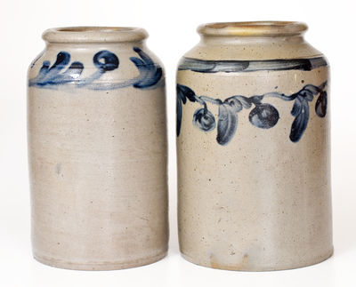 Two One-Gallon Stoneware Jars attrib. Henry Harrison Remmey, Philadelphia, PA, c1830