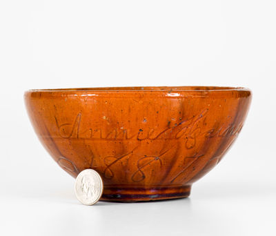 Fine Pennsylvania Redware Bowl Inscribed 