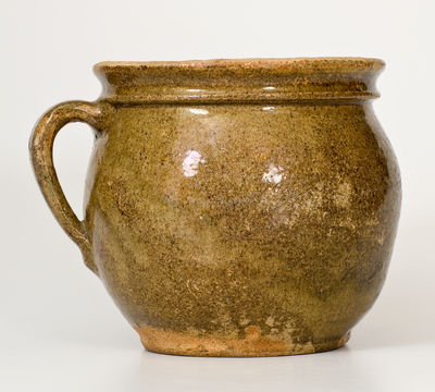 Alkaline-Glazed Stoneware Handled Vessel, Edgefield District, SC, mid 19th century