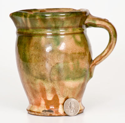 Shenandoah Valley Multi-Glazed Redware Cream Pitcher, attrib. S. Bell & Sons, Strasburg, VA