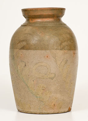 Attrib. George N. Fulton (Alleghany County, VA) Stoneware Jar w/ Elaborate White Slip Decoration