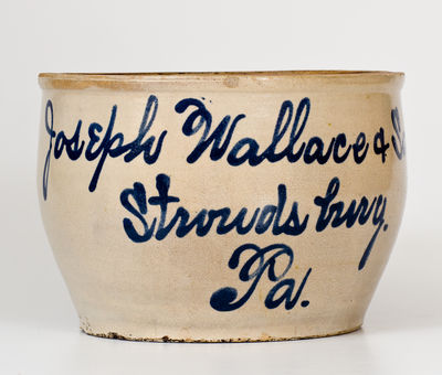 One-Gallon Stroudsburg, PA Stoneware Advertising Bowl, attrib. Fulper, Flemington, NJ