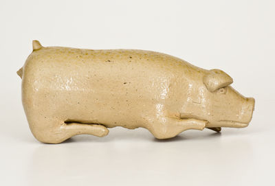 Salt-Glazed Stoneware Pig Flask, Midwestern origin, circa 1885