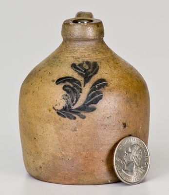 Miniature Midwestern Stoneware Jug w/ Incised Floral Decoration