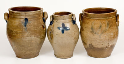 Lot of Three: Early New York State Stoneware Jars from Albany and Athens