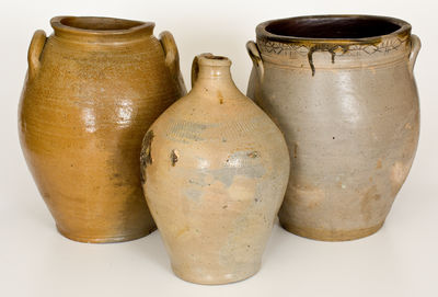 Lot of Three: Stoneware Jars and Jug with Coggled Decoration