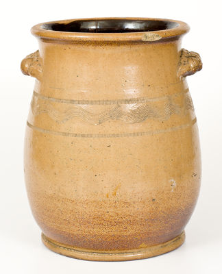 Unusual Stoneware Jar with Molded Handles, probably New England origin