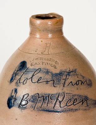 Extremely Rare WM. ROOKER /EASTON Stoneware Jug Inscribed 