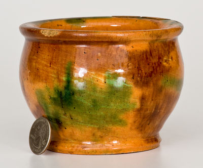 Rare Small-Sized Multi-Glazed Redware Jar, attrib. S. Bell & Sons, Strasburg, VA