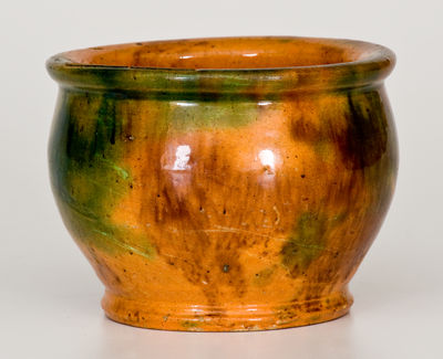Rare Small-Sized Multi-Glazed Redware Jar, attrib. S. Bell & Sons, Strasburg, VA