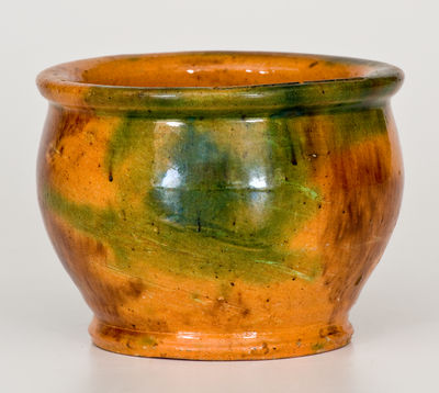 Rare Small-Sized Multi-Glazed Redware Jar, attrib. S. Bell & Sons, Strasburg, VA