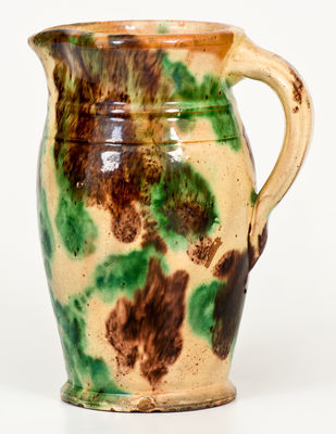 Fine Multi-Glazed Shenandoah Valley Redware Cream Pitcher, Strasburg, VA