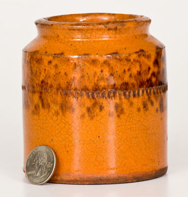 Small-Sized Pennsylvania Redware Jar w/ Sponged Manganese Decoration