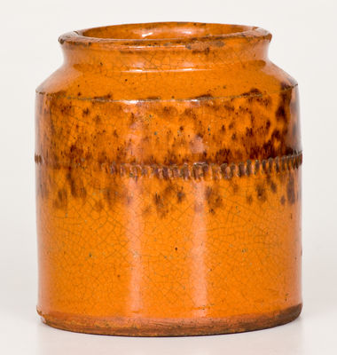 Small-Sized Pennsylvania Redware Jar w/ Sponged Manganese Decoration