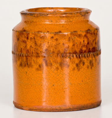 Small-Sized Pennsylvania Redware Jar w/ Sponged Manganese Decoration