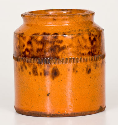 Small-Sized Pennsylvania Redware Jar w/ Sponged Manganese Decoration