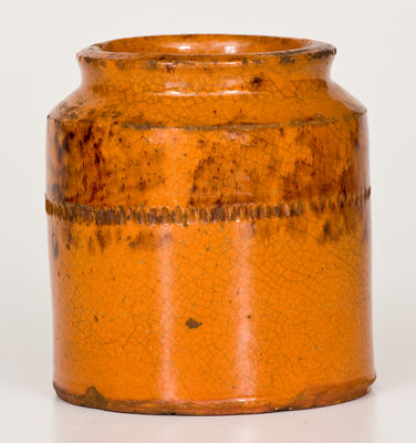 Small-Sized Pennsylvania Redware Jar w/ Sponged Manganese Decoration