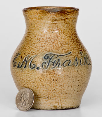 Diminutive Stoneware Presentation Pitcher, "E.M. Frasier," possibly Remmey / Philadelphia