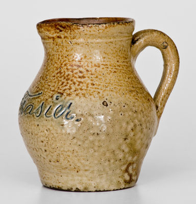 Diminutive Stoneware Presentation Pitcher, "E.M. Frasier," possibly Remmey / Philadelphia