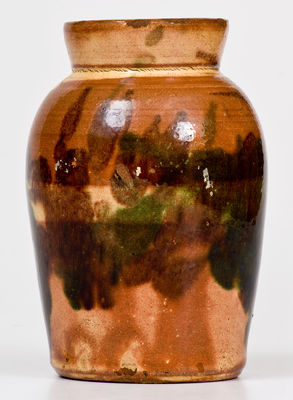 Rare Strasburg, VA Multi-Glazed Redware Jar, attrib. J. Eberly & Co.