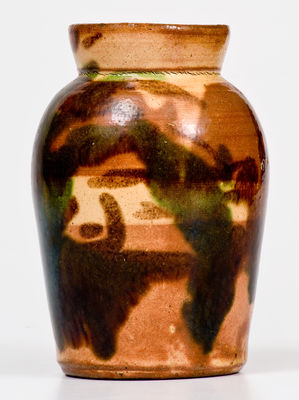 Rare Strasburg, VA Multi-Glazed Redware Jar, attrib. J. Eberly & Co.