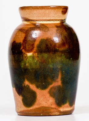 Rare Strasburg, VA Multi-Glazed Redware Jar, attrib. J. Eberly & Co.