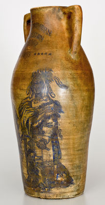 Rare Stoneware Vase w/ Elaborate Native American Decoration for the 1893 Columbian Exposition