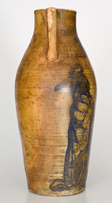 Rare Stoneware Vase w/ Elaborate Native American Decoration for the 1893 Columbian Exposition