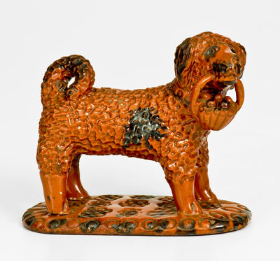 Pennsylvania Redware Dog Figure, possibly Philadelphia, circa 1850-80