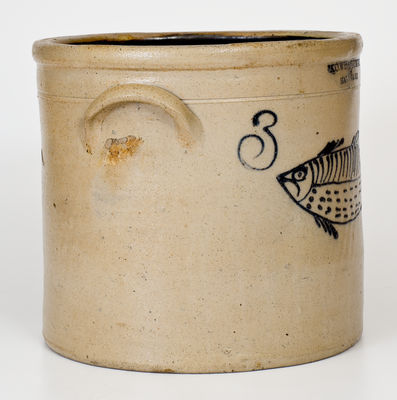 Outstanding A.O. WHITTEMORE / HAVANA, N.Y. Stoneware Fish Crock